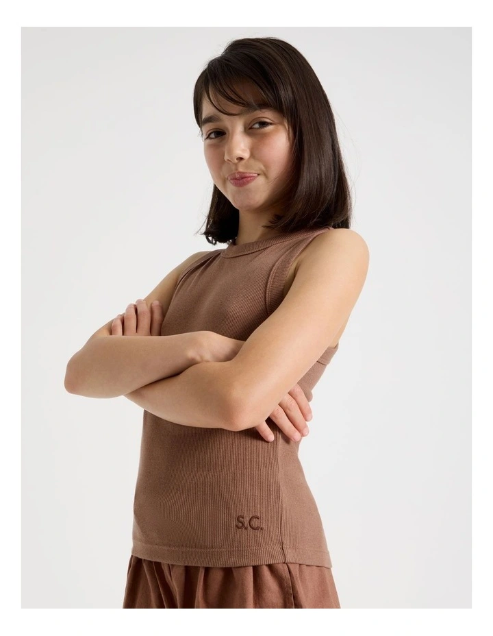 Sunday Club Basic Rib Tank in Brown image 4