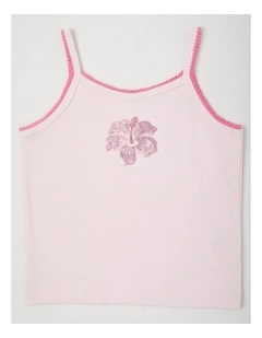 Fashion Tank with Sequin Flowers in Pink