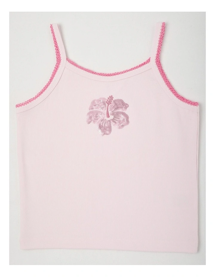Fashion Tank with Sequin Flowers in Pink image 1