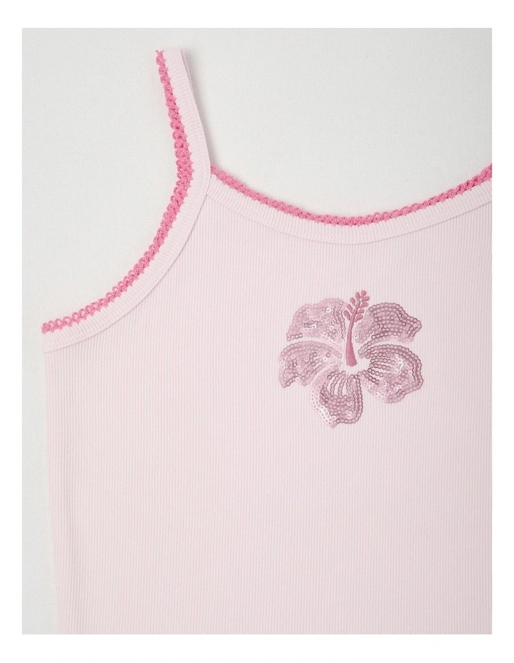 Fashion Tank with Sequin Flowers in Pink image 2