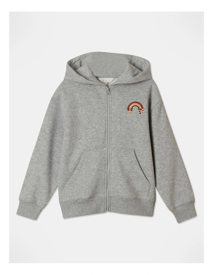 Fleece Zip Thru Sweat Top in Rainbow image 1