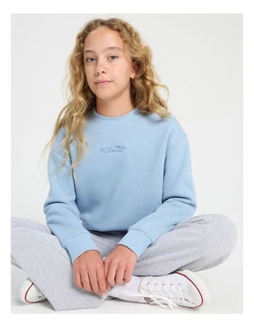 Essentials Crew Neck Sweat Top in Light Blue