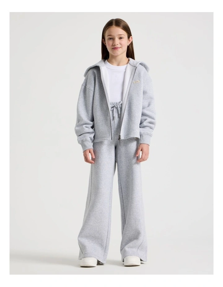 Sunday Club Boxy Fit Zip Thru Hoodie in Grey Marle image 2