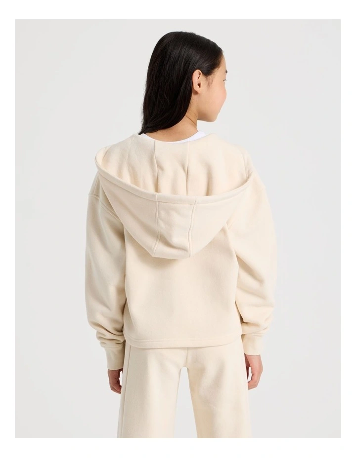 Sunday Club Boxy Fit Zip Thru Hoodie in Ecru image 6