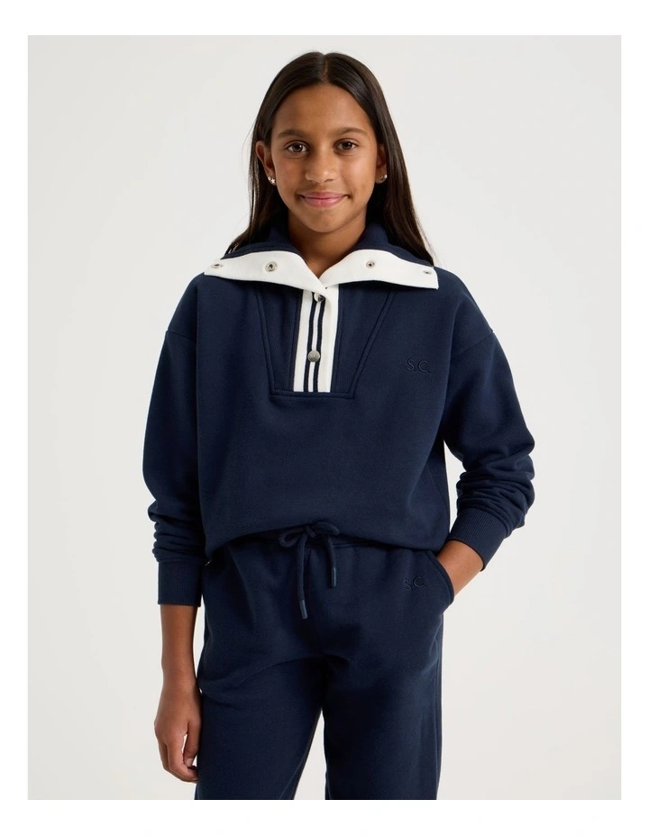 1/4 Zip Sweat Top in Navy image 2