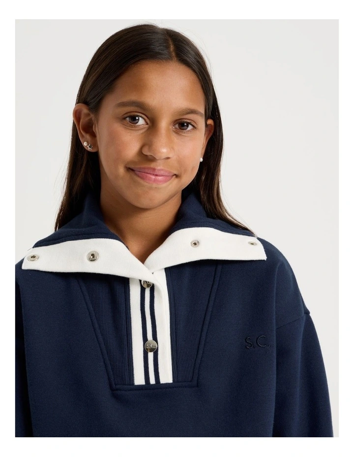 1/4 Zip Sweat Top in Navy image 4