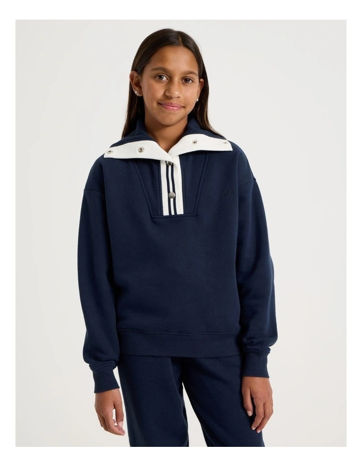 1/4 Zip Sweat Top in Navy image 5
