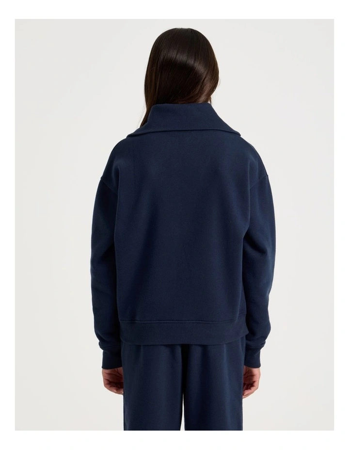 1/4 Zip Sweat Top in Navy image 6