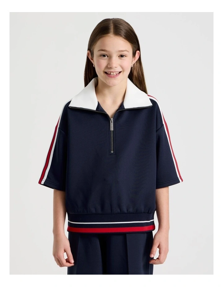 Scuba 1/4 Zip Sweat Top in Navy image 2