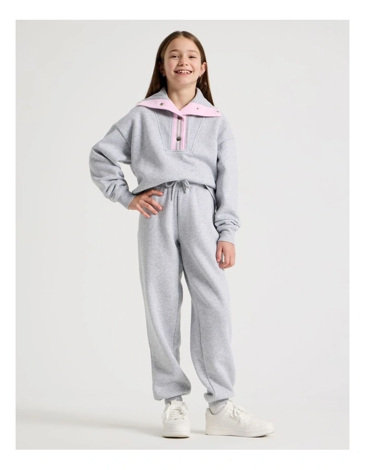 1/4 Zip Sweat Top in Grey image 2