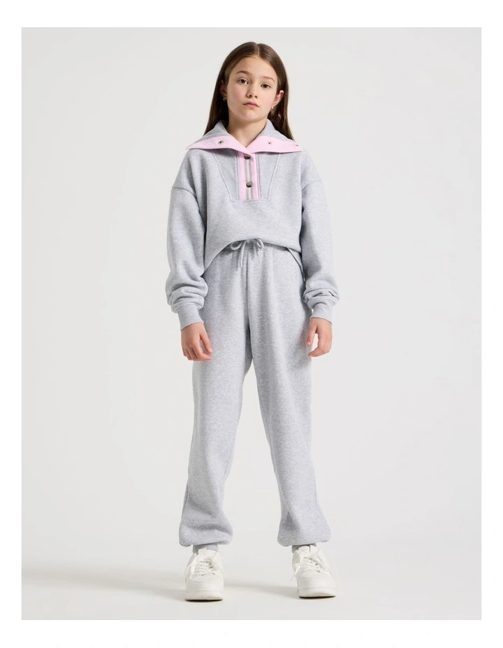 1/4 Zip Sweat Top in Grey image 4