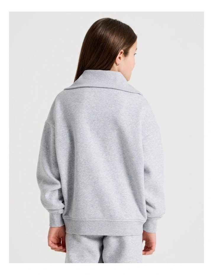 1/4 Zip Sweat Top in Grey image 6