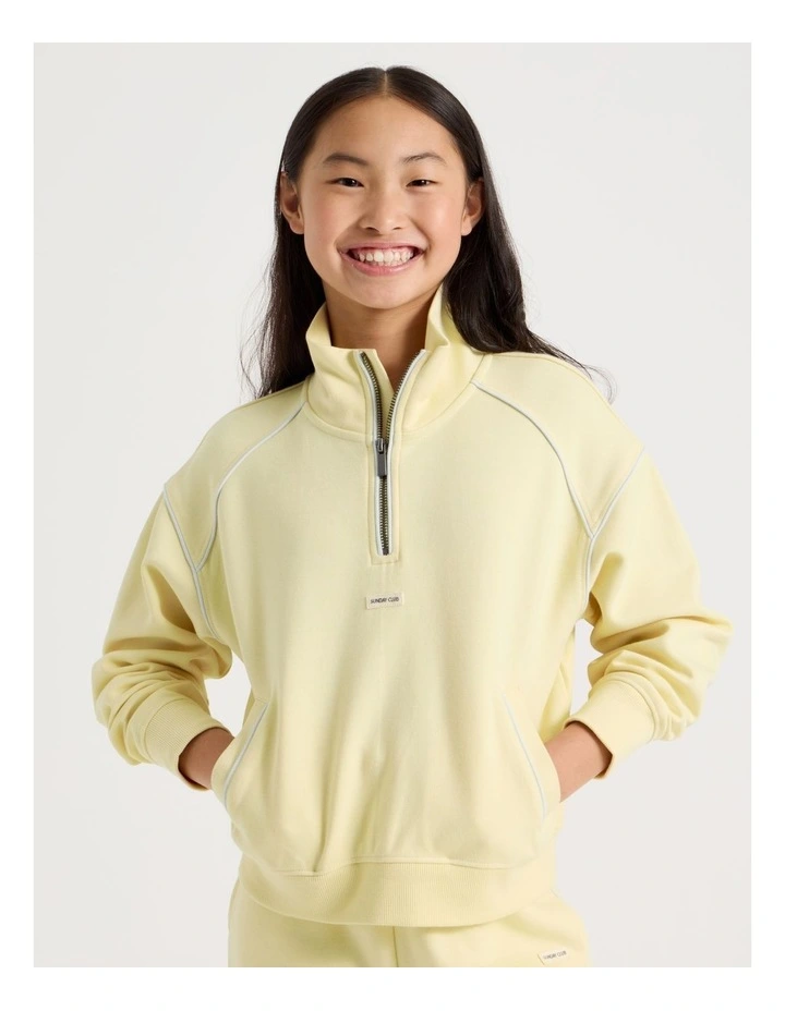 Sunday Club Oversized 1/4 Zip Jumper in Lemon image 1