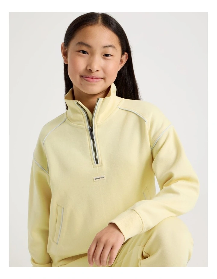 Sunday Club Oversized 1/4 Zip Jumper in Lemon image 4