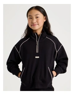 Sunday Club Oversized 1/4 Zip Jumper in Black