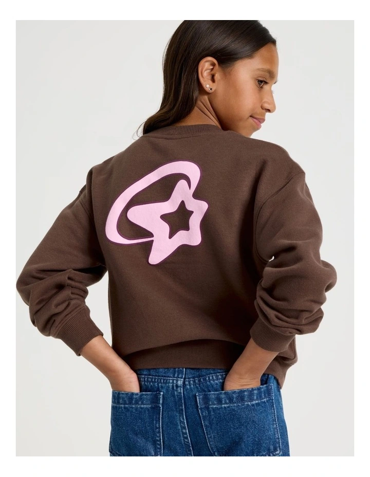 Crew Jumper with Chrome Graphic in Brown image 1