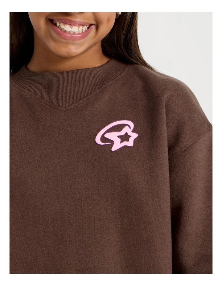 Crew Jumper with Chrome Graphic in Brown image 4