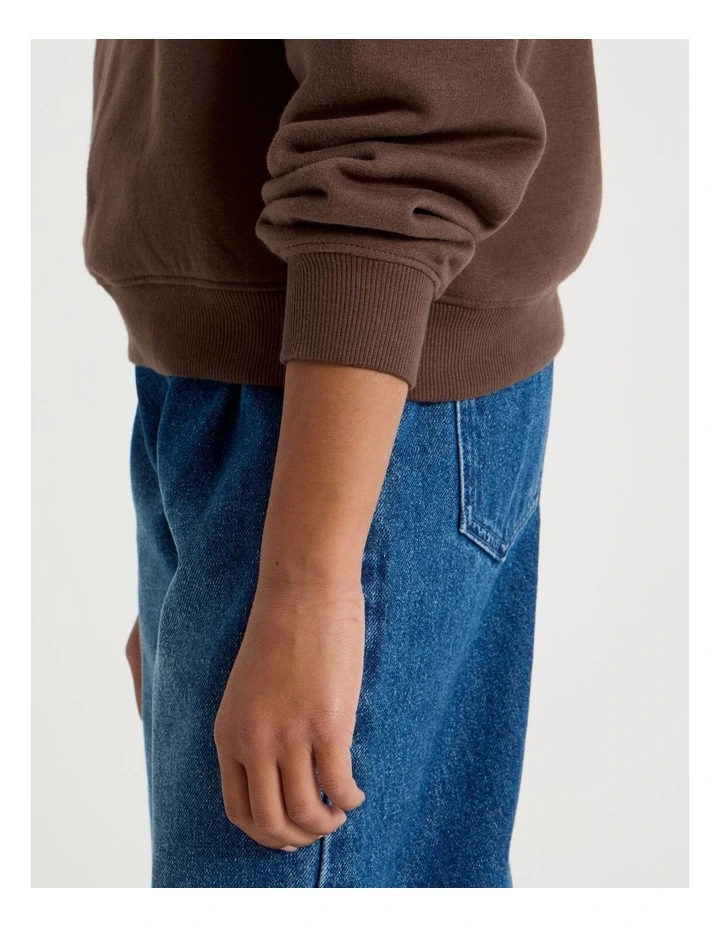 Crew Jumper with Chrome Graphic in Brown image 5