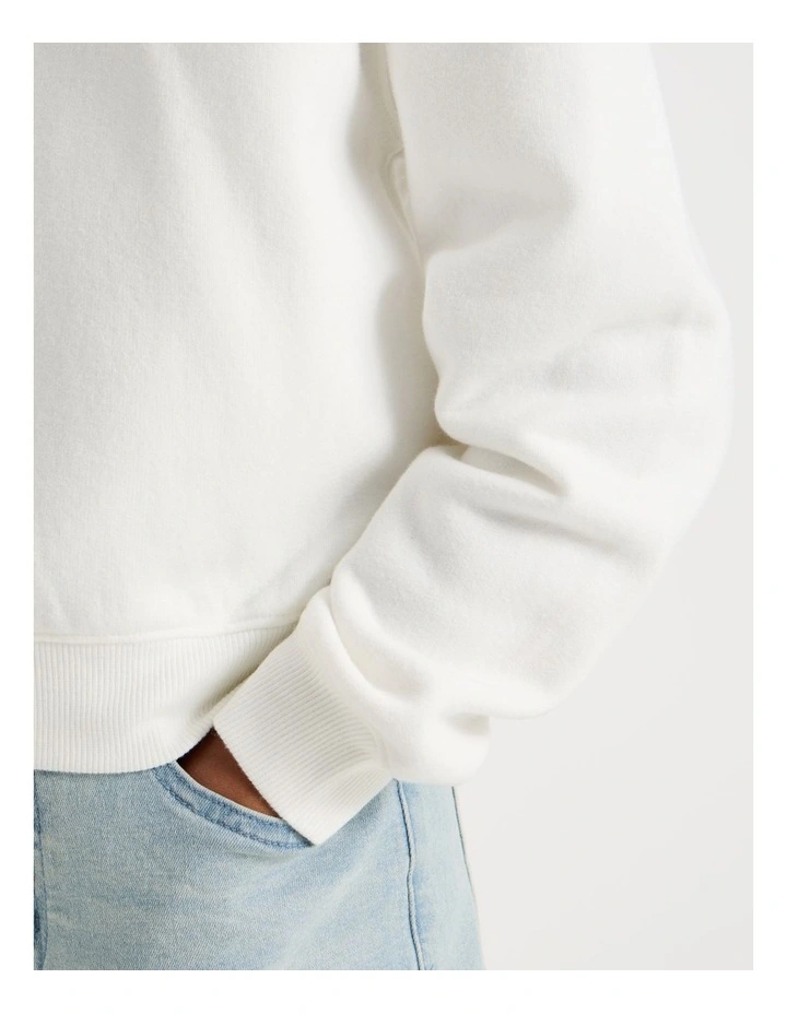 Crew Jumper with Puff Print in White image 4