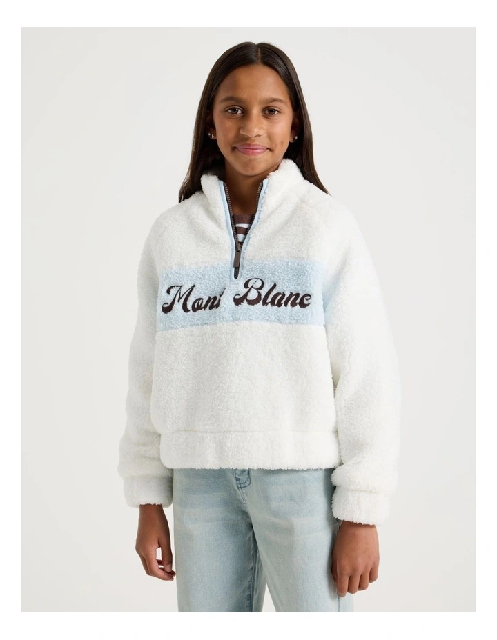 Mont Blanc Contrast Panel Jumper in White image 1