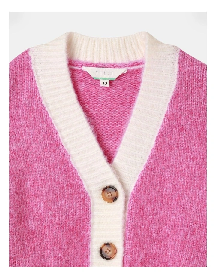 Fluffy Cropped Cardigan in Pink image 2