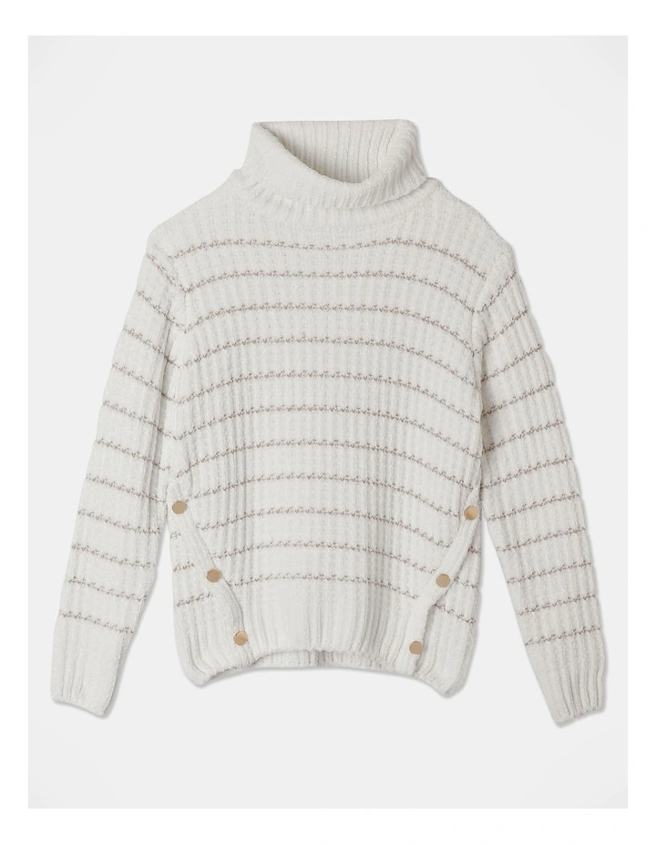 Knitted Roll Neck Jumper in Vanilla image 1