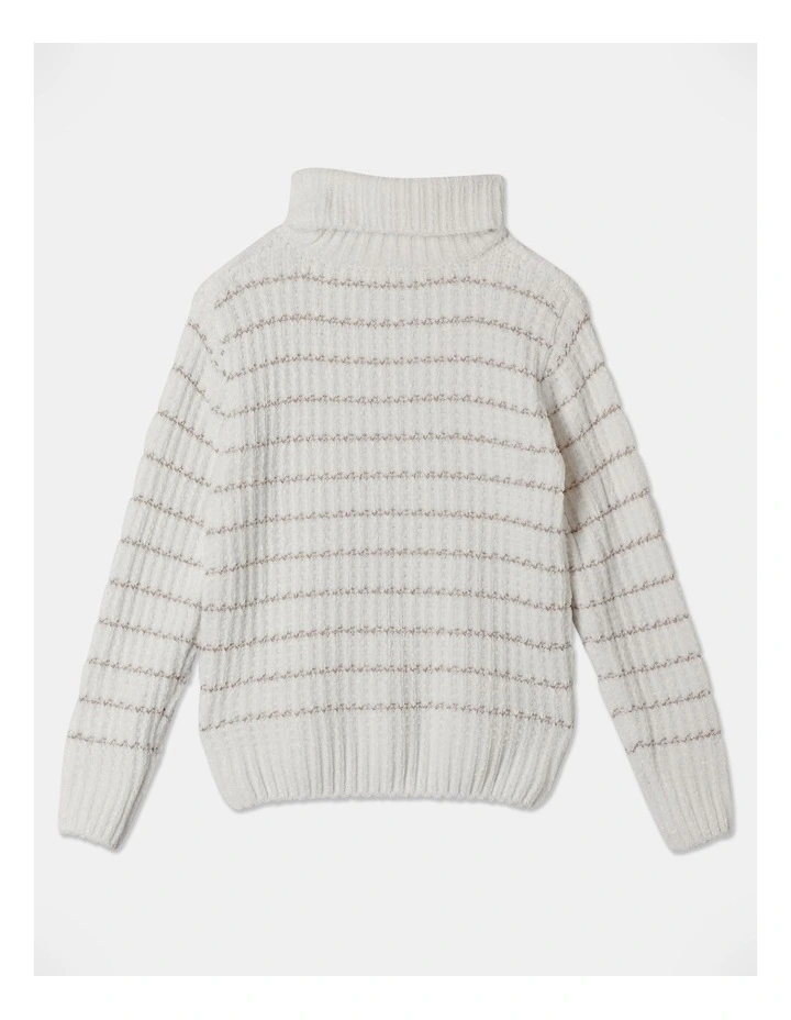 Knitted Roll Neck Jumper in Vanilla image 3