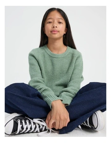 Crew Neck Rib Knit in Sage