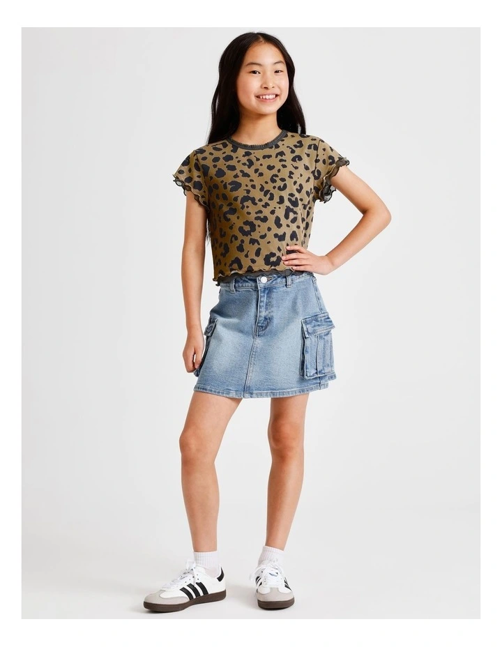 Short Sleeve Mesh Tee in Leopard and Brown image 2