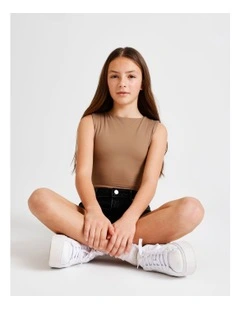 Sleeveless Soft Touch Bodysuit in Brown