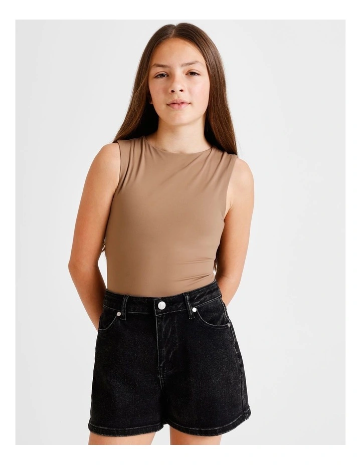 Sleeveless Soft Touch Bodysuit in Brown image 4