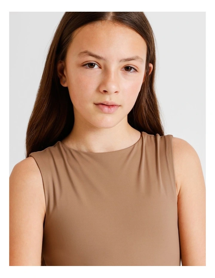 Sleeveless Soft Touch Bodysuit in Brown image 5