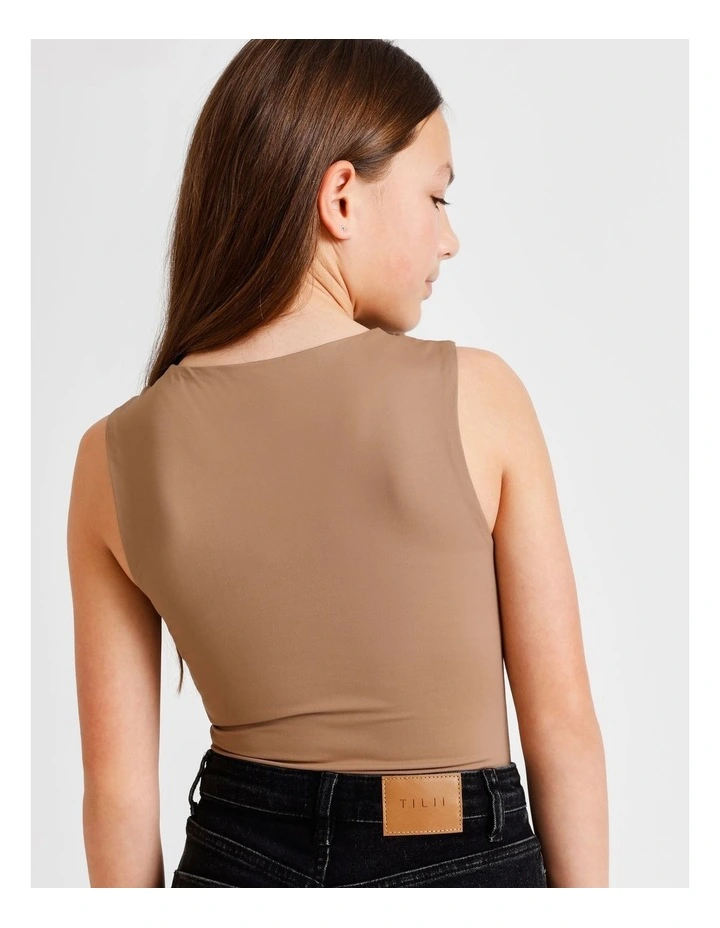 Sleeveless Soft Touch Bodysuit in Brown image 6