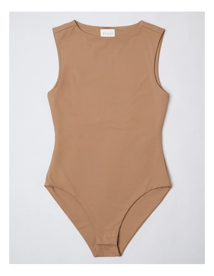 Sleeveless Soft Touch Bodysuit in Brown image 7