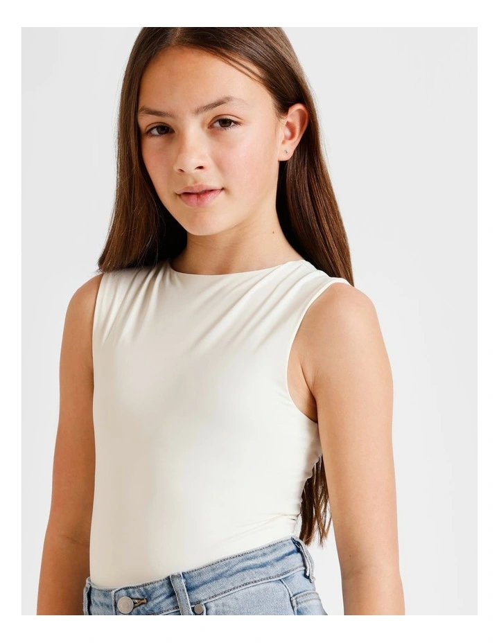 Sleeveless Soft Touch Bodysuit in White image 2