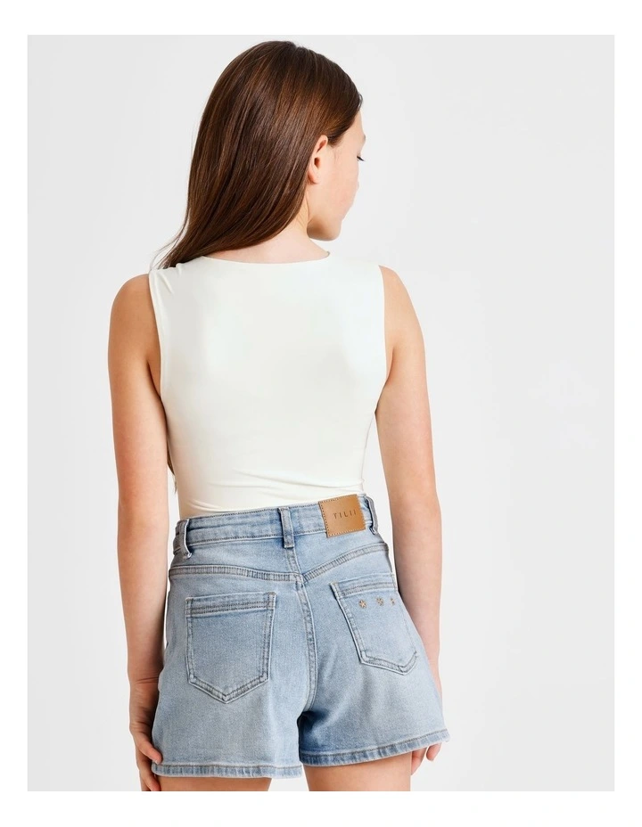 Sleeveless Soft Touch Bodysuit in White image 5