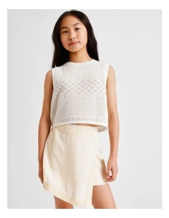 Sleeveless Crochet Tank in Ecru