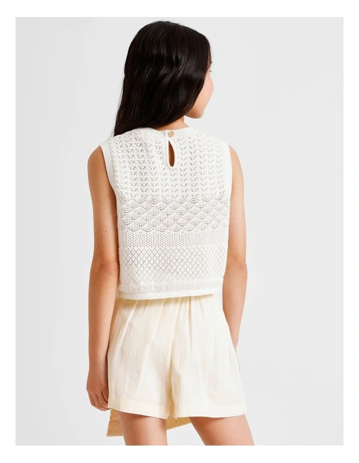 Sleeveless Crochet Tank in Ecru image 5