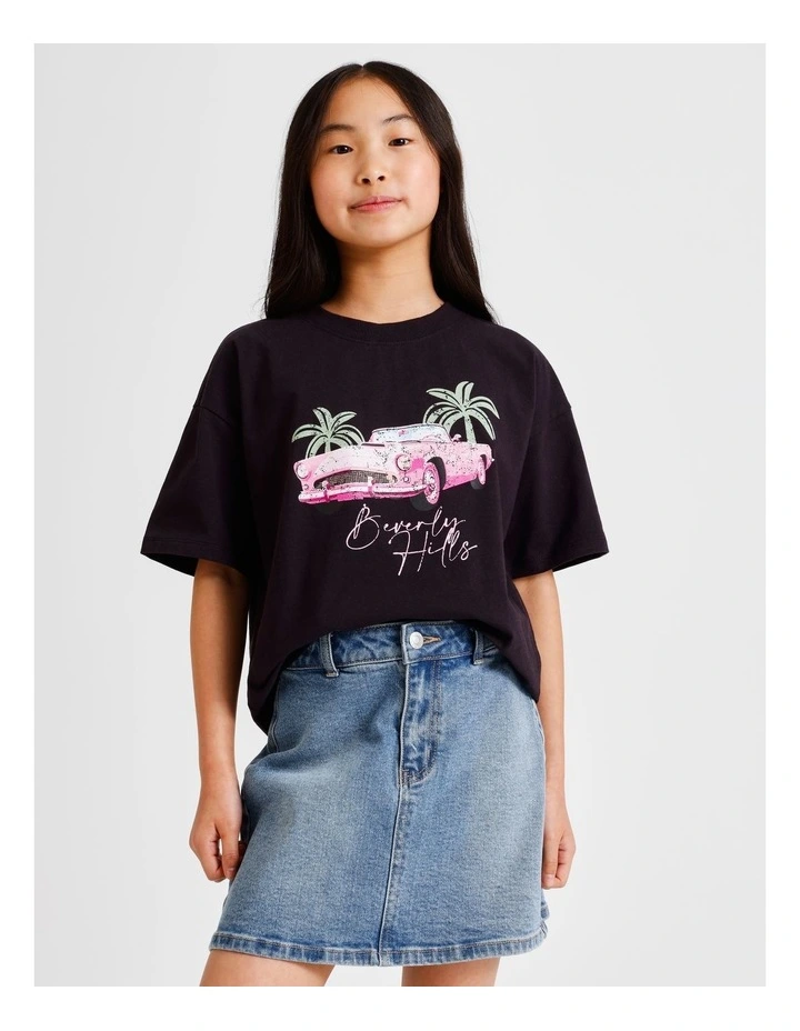 Short Sleeve Slouch Dad Tee in Black image 1