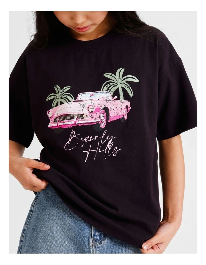 Short Sleeve Slouch Dad Tee in Black image 2