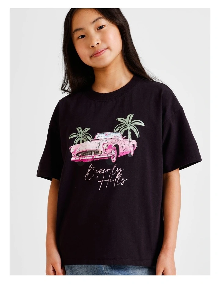 Short Sleeve Slouch Dad Tee in Black image 3