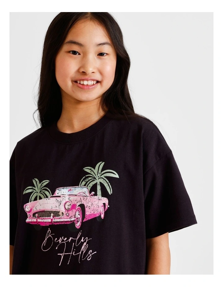 Short Sleeve Slouch Dad Tee in Black image 4