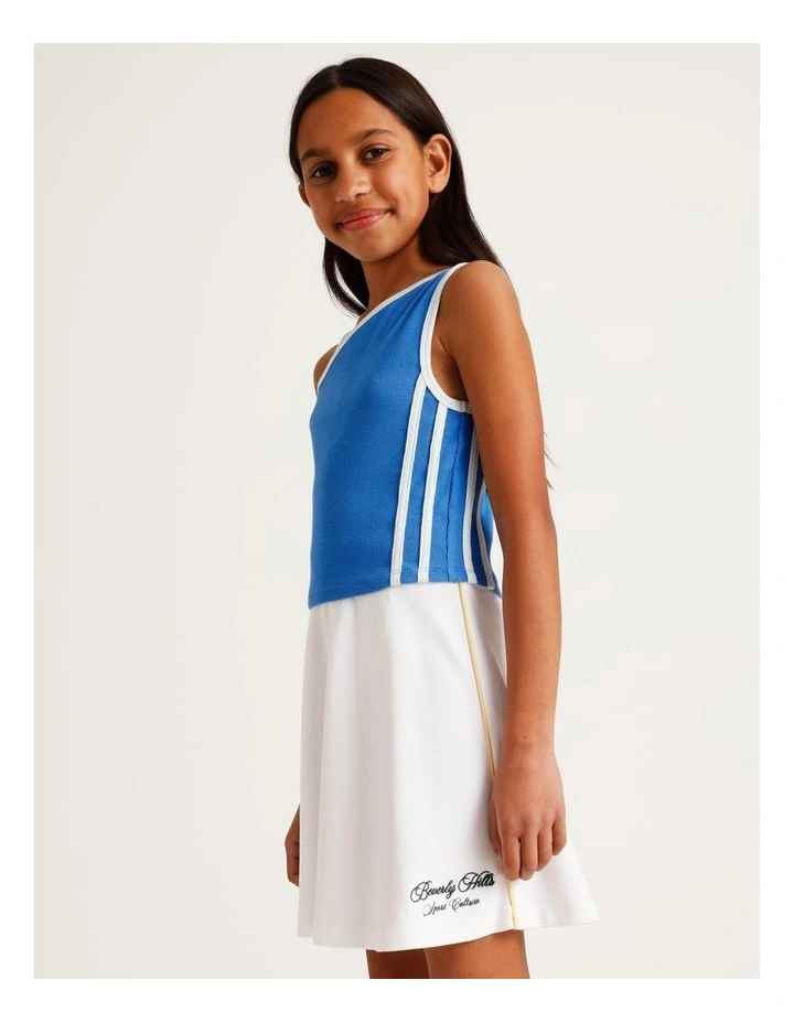 One Shoulder Rib Top with Side Stripe in Blue image 3