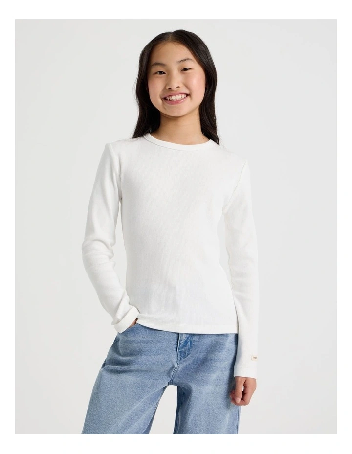 The Edit' Rib Tee in White image 1