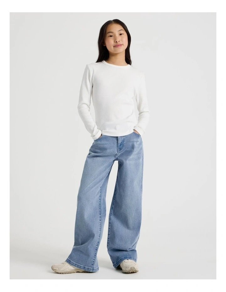 The Edit' Rib Tee in White image 2