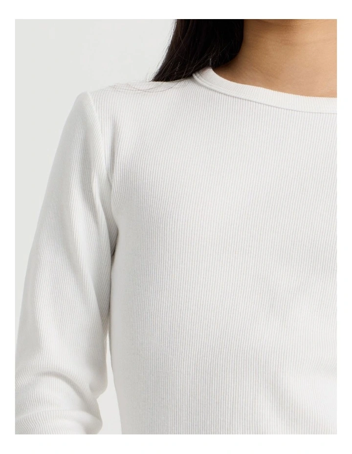 The Edit' Rib Tee in White image 3