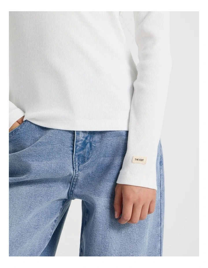 The Edit' Rib Tee in White image 4