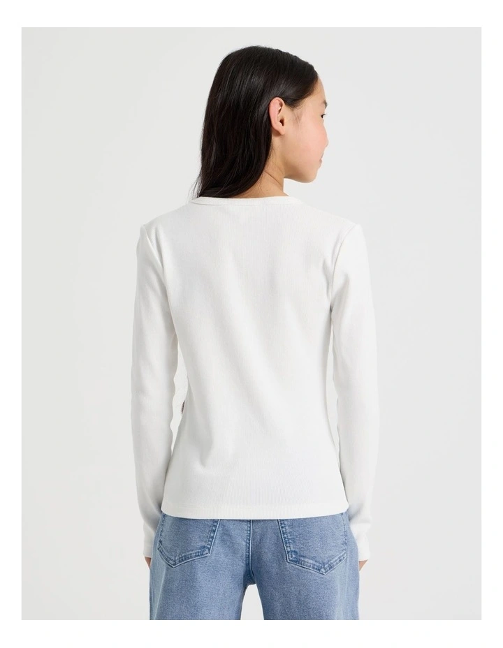 The Edit' Rib Tee in White image 5