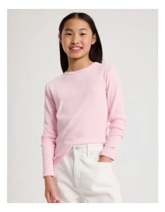 The Edit Rib Tee in Grey Pink