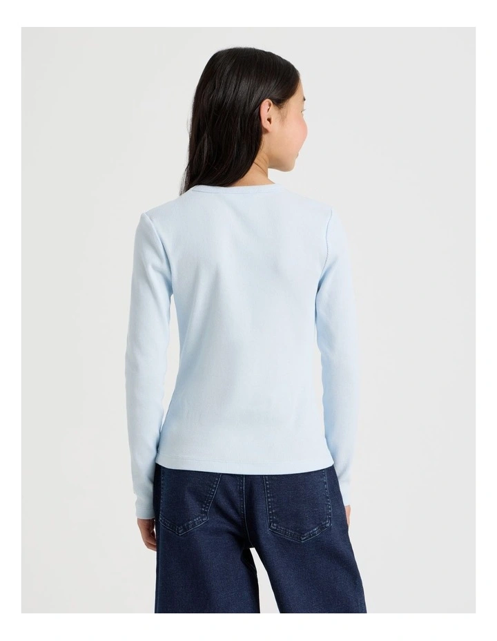 The Edit' Rib Tee in Grey Blue image 5